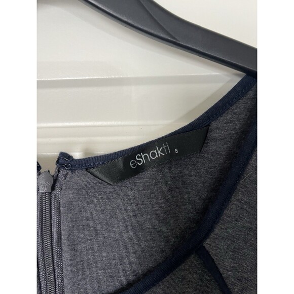 Eshakti Knit Dress Size 8 Gray Blue Fit & Flare Work Casual Basic - Picture 6 of 9